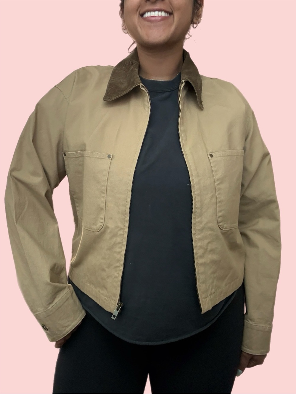 uniqlo zip-up short jacket - beige